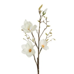 Lot de 6 - Longue branche artificielle de magnolia floqué X5, 132 cm - crème 