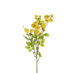 Lot de 24 - Tige artificielle de rose pompon X3 toucher réel, 72 cm - jaune 