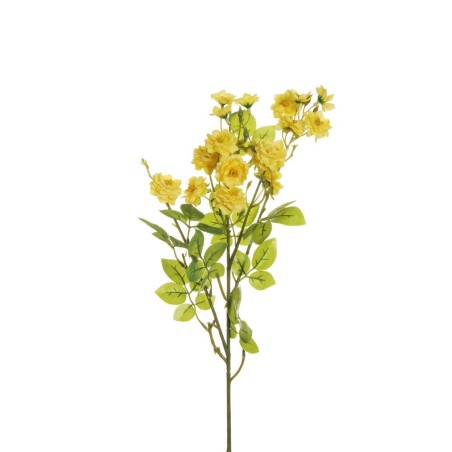 Lot de 24 - Tige artificielle de rose pompon X3 toucher réel, 72 cm - jaune 