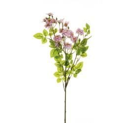 Lot de 24 - Tige artificielle de rose pompon X3 toucher réel, 72 cm - lilas 