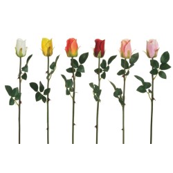 Lot de 48 - Tige artificielle de boutons de rose, 54 cm - blanc rose fuchsia jaune saumon rouge 