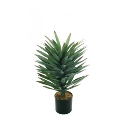 Petite plante artificielle d'agave sisalana en pot, 85 cm - vert gris bordeaux 