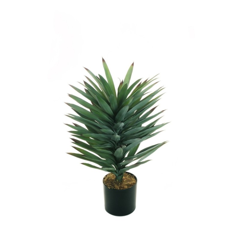 Petite plante artificielle d'agave sisalana en pot, 85 cm - vert gris bordeaux 