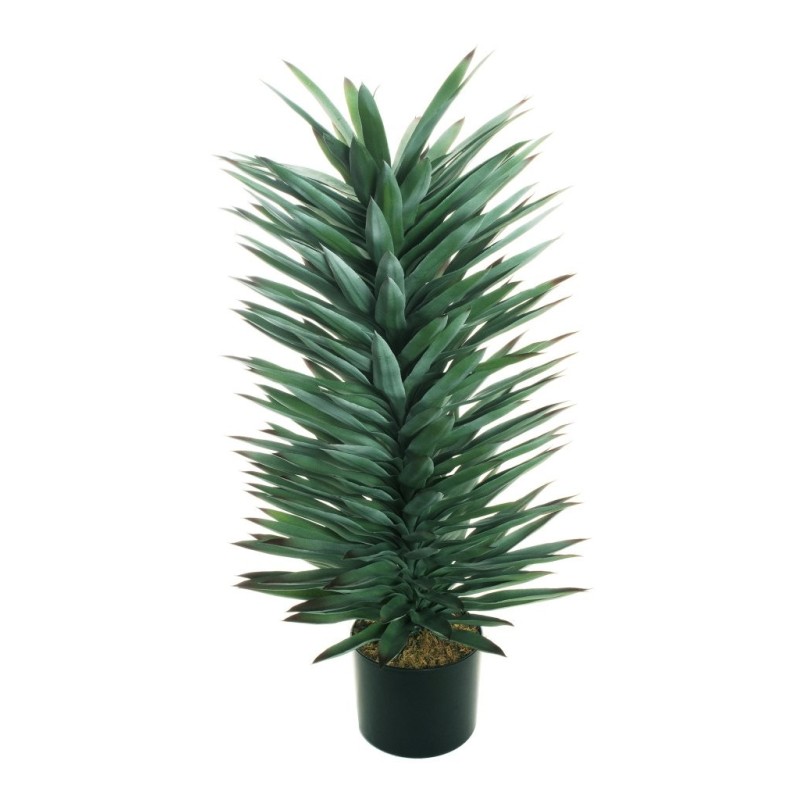 Grande plante artificielle d'agave sisalana en pot, 115 cm - vert gris bordeaux 