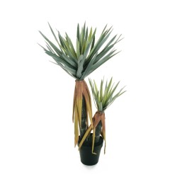 Grande plante artificielle d'aloès en pot, 120 cm - vert gris 