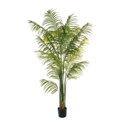 Lot de 2 - Palmier artificiel phoenix toucher réel en pot, 210 cm - vert 