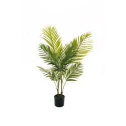 Lot de 4 - Palmier artificiel areca toucher réel en pot, 110 cm - vert 