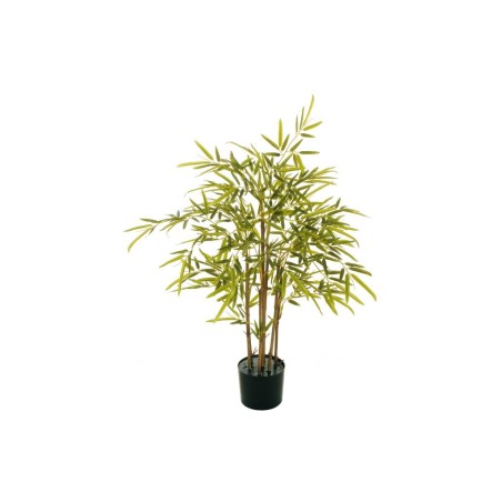 Lot de 4 - Bambou artificiel toucher réel en pot, 90 cm - vert 
