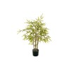 Lot de 4 - Bambou artificiel toucher réel en pot, 90 cm - vert 