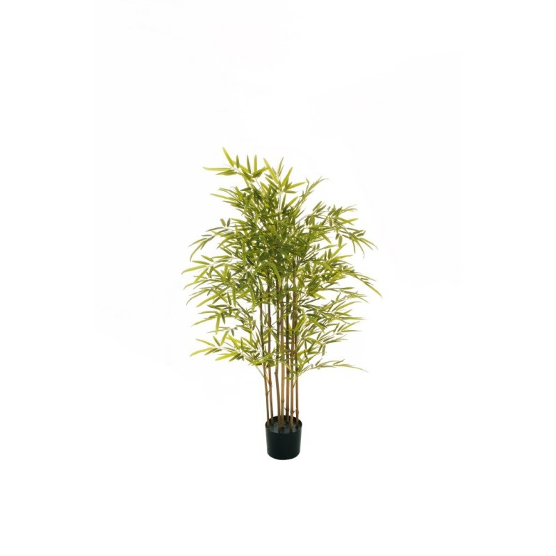 Lot de 4 - Bambou artificiel toucher réel en pot, 120 cm - vert 