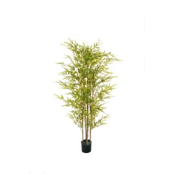 Lot de 4 - Bambou artificiel toucher réel en pot, 150 cm - vert 