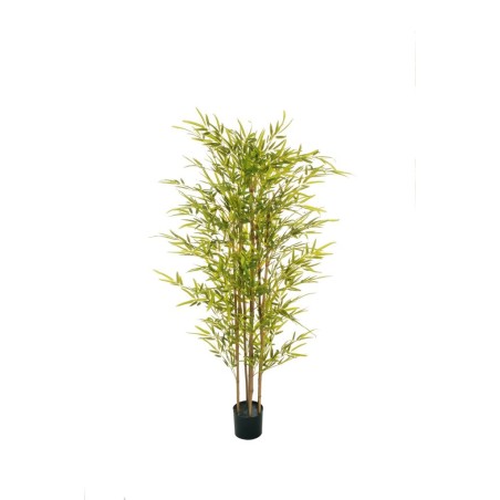 Lot de 4 - Bambou artificiel toucher réel en pot, 150 cm - vert 