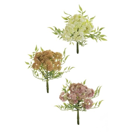 Lot de 24 - Mini buisson artificiel de sedum, 23 cm - saumon mauve blanc 