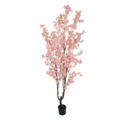 Lot de 2 - Pommier artificiel à fleurs en pot, 200 cm - rose 