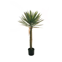 Lot de 2 - Plante artificielle de yucca floqué en pot, 115 cm - vert gris 