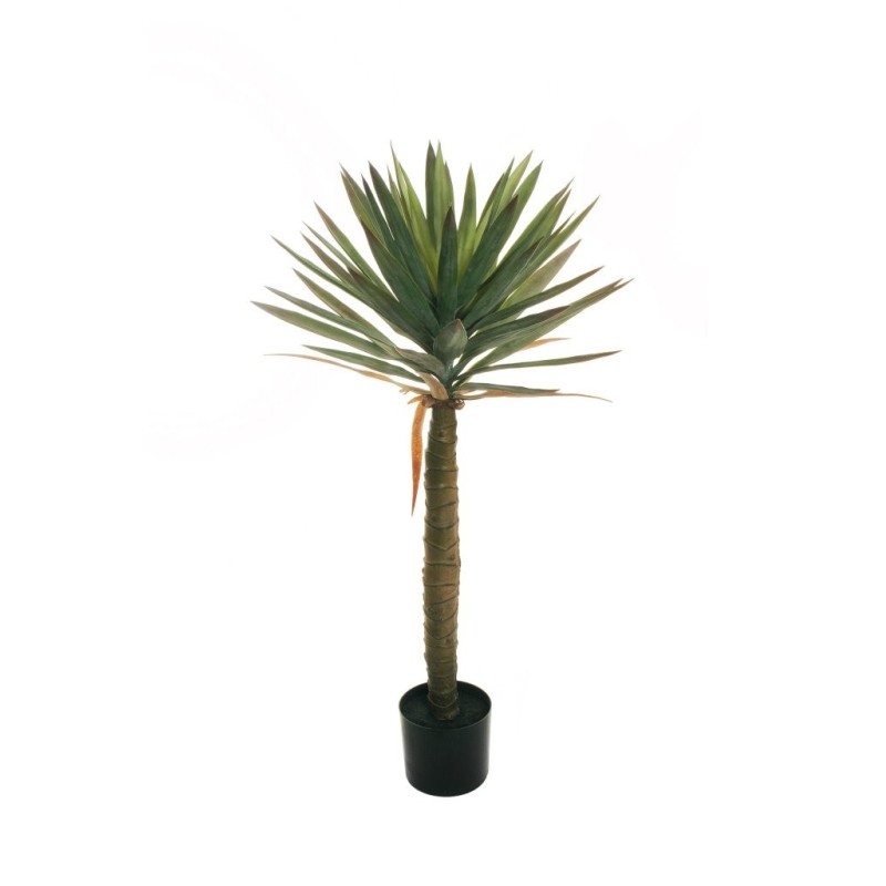 Lot de 2 - Plante artificielle de yucca floqué en pot, 115 cm - vert gris 