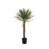 Lot de 2 - Plante artificielle de yucca floqué en pot, 115 cm - vert gris 