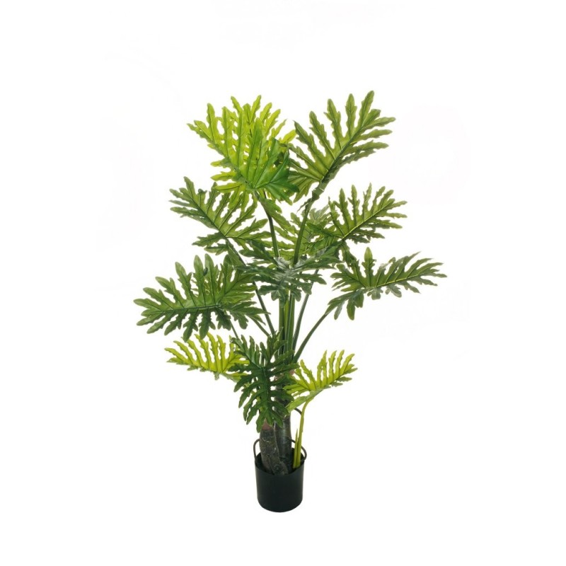 Lot de 2 - Plante artificielle de philodendron selloum toucher réel en pot, 155 cm - vert 