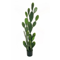 Lot de 2 - Plante artificielle de figuier de Barbarie en pot, 160 cm - vert 