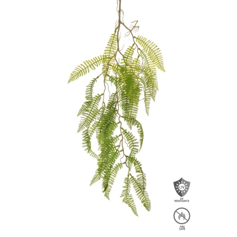 Lot de 48 - Branche suspendue artificielle de fougère anti-UV ignifugée, 98 cm - vert clair 