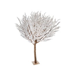 Cerisier artificiel à fleurs sur base bois, 240 cm - blanc 