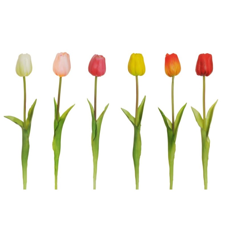 Lot de 24 - Tulipe artificielle, 46 cm - rose blanc jaune orange rouge fuchsia 