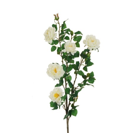 Lot de 6 - Longue branche artificielle d'églantier, 103 cm - blanc crème 
