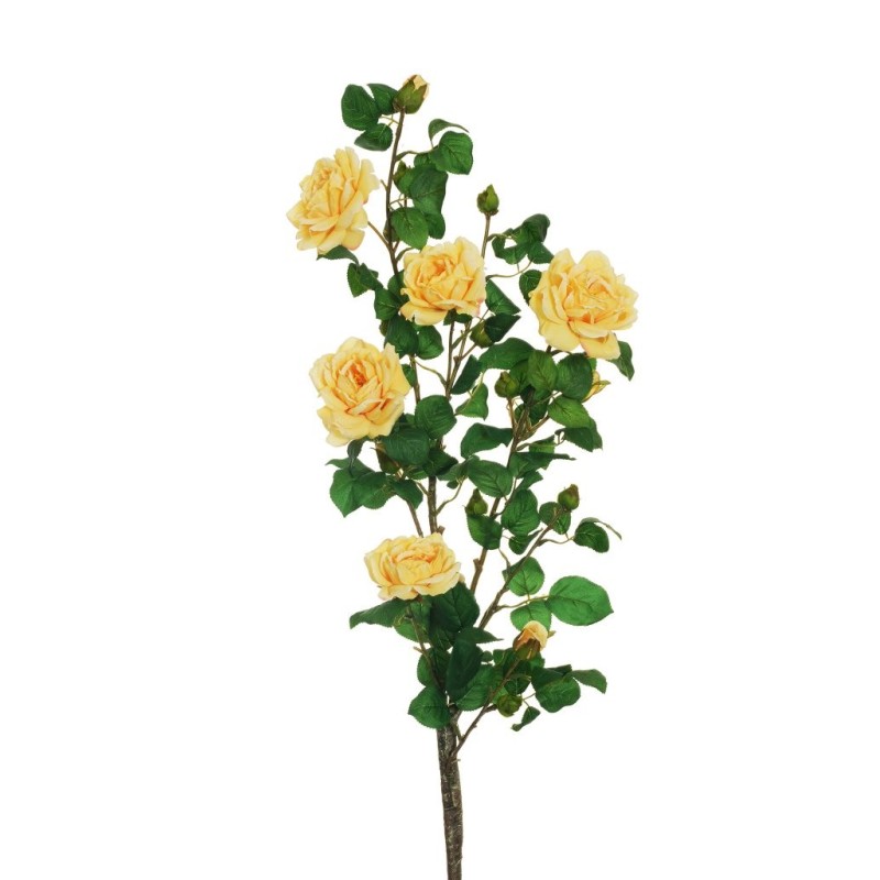 Lot de 6 - Longue branche artificielle d'églantier, 103 cm - jaune clair 