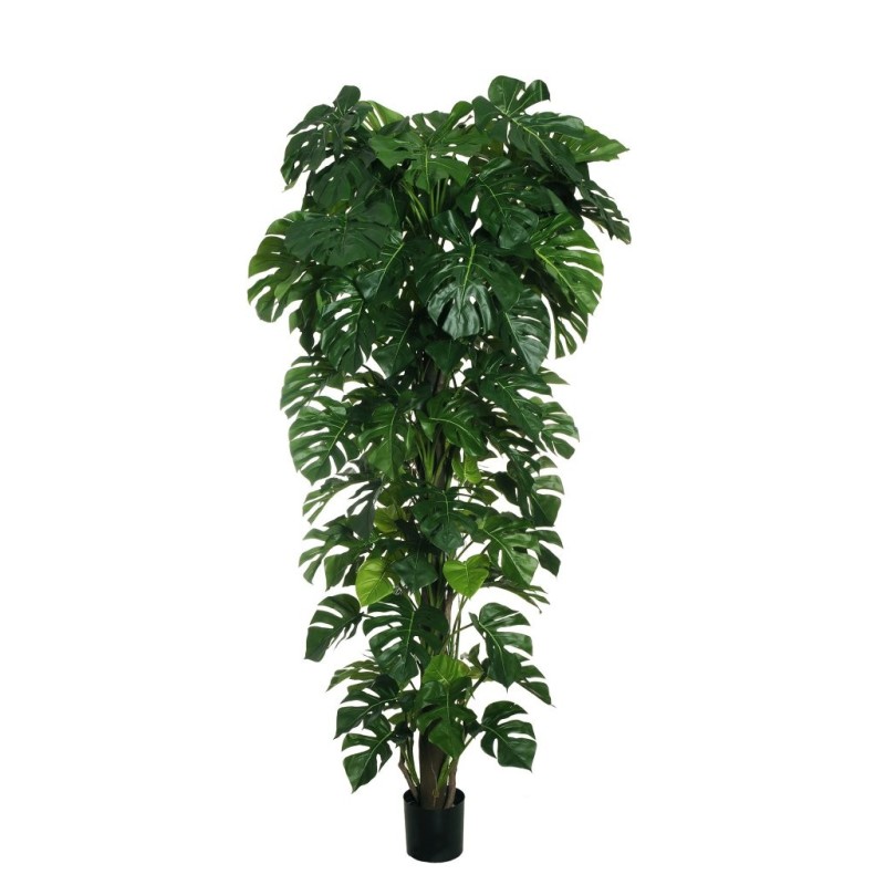 Lot de 2 - Plante artificielle de philodendron monstera en pot, 235 cm - vert 