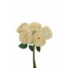 Lot de 12 - Bouquet artificiel de roses chou X5, 38 cm - ivoire 