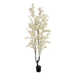 Lot de 2 - Pommier artificiel à fleurs en pot, 200 cm - blanc 