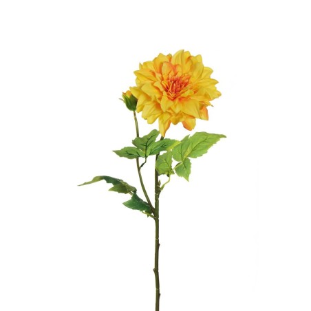 Lot de 12 - Tige artificielle de dahlia X2, 62 cm - jaune orange 