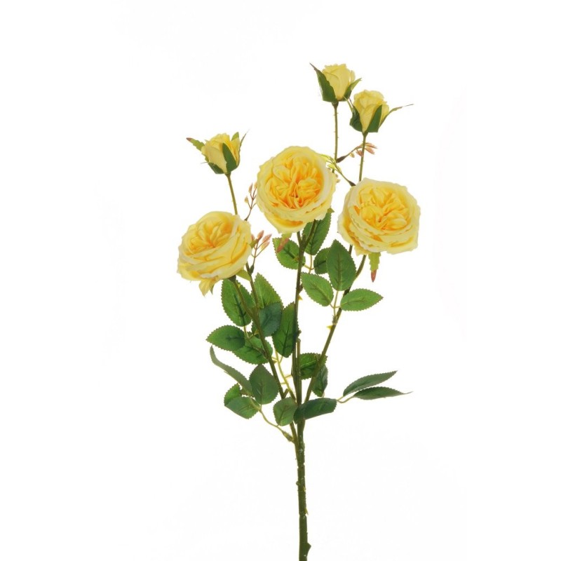 Lot de 24 - Tige artificielle de rose Austin X3, 67 cm - jaune 
