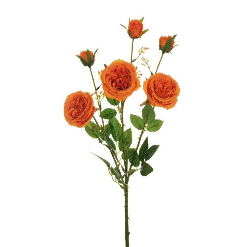 Lot de 24 - Tige artificielle de rose Austin X3, 67 cm - orange 