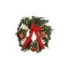 Lot de 4 - Couronne artificielle de pin décorée ruban et sapins, D. 45 cm - vert rouge blanc 