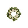 Lot de 4 - Couronne artificielle décorée roses, pommes et orchidées, D. 45 cm - blanc vert 