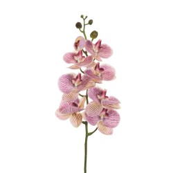 Lot de 12 - Tige artificielle d'orchidée phalaenopsis toucher réel X7, 102 cm - violet lilas crème 