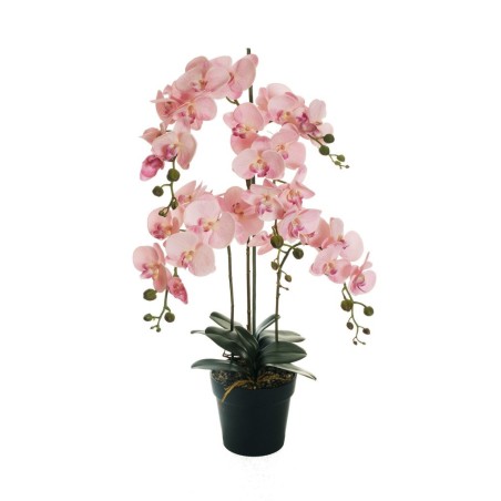 Lot de 4 - Plante géante artificielle d'orchidée phalaenopsis toucher réel en pot, 90 cm - mauve clair 
