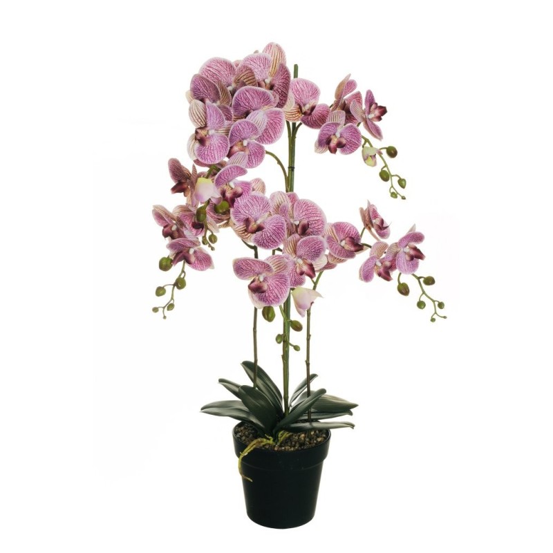 Lot de 4 - Plante géante artificielle d'orchidée phalaenopsis toucher réel en pot, 90 cm - violet lilas 