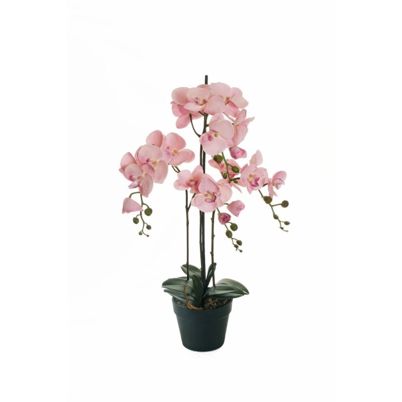 Lot de 6 - Grande plante artificielle d'orchidée phalaenopsis toucher réel en pot, 80 cm - mauve clair 