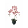 Lot de 6 - Grande plante artificielle d'orchidée phalaenopsis toucher réel en pot, 80 cm - mauve clair 