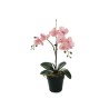 Lot de 12 - Plante artificielle moyenne d'orchidée phalaenopsis toucher réel en pot, 46 cm - mauve clair 