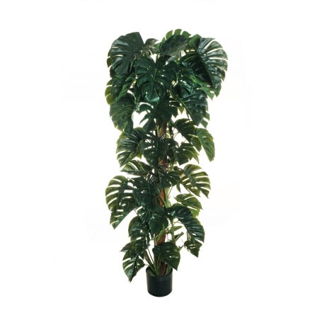 Lot de 2 - Plante artificielle de philodendron monstera toucher réel en pot, 210 cm - vert 