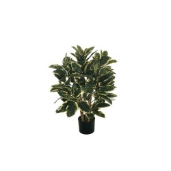 Lot de 2 - Plante artificielle de caoutchoutier en pot, 90 cm - panaché 