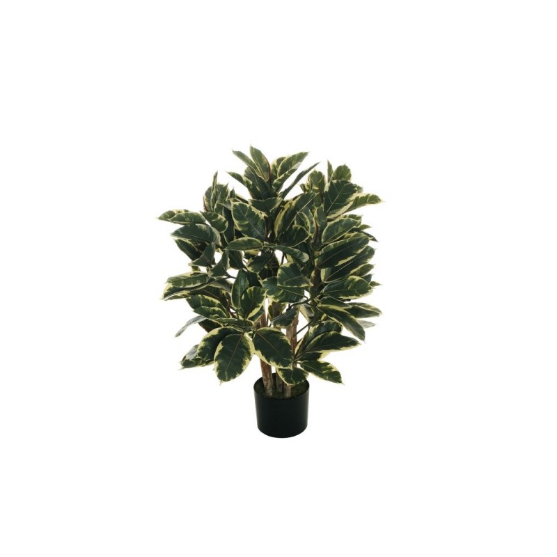 Lot de 2 - Plante artificielle de caoutchoutier en pot, 90 cm - panaché 