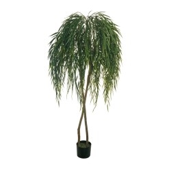 Lot de 2 - Saule artificiel en pot, 210 cm - vert 