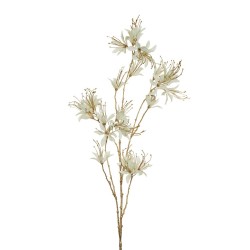 Lot de 12 - Longue branche artificielle d'hibiscus métallisée, 115 cm - crème 