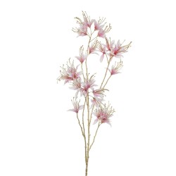 Lot de 12 - Longue branche artificielle d'hibiscus métallisée, 115 cm - rose 