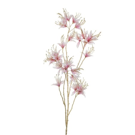 Lot de 12 - Longue branche artificielle d'hibiscus métallisée, 115 cm - rose 
