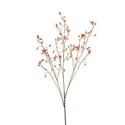 Lot de 12 - Mini branche artificielle de baies d'églantier, 105 cm - orange 